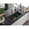 Mexen Omar granitni sudoper s jednom komorom 800 x 480 mm, crni s točkicama, zlatni sifon - 6520801005-76-G