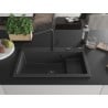 Mexen Omar Granitspüle 1-beckig 800 x 480 mm, schwarz gefleckt, schwarzer Siphon - 6520801005-76-B