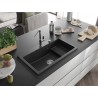 Mexen Omar graniidist köögivalamu 1-kambriline 800 x 480 mm, must, kroom-sifoon - 6520801005-77