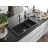 Mexen Omar Granitspüle 1-Kammer 800 x 480 mm, schwarz, Siphon gold - 6520801005-77-G