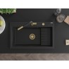 Mexen Omar granitni sudoper s jednom komorom 800 x 480 mm, crni, zlatni sifon - 6520801005-77-G