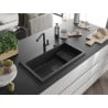 Mexen Omar Granitspüle 1-becken 800 x 480 mm, schwarz, Siphon schwarz - 6520801005-77-B