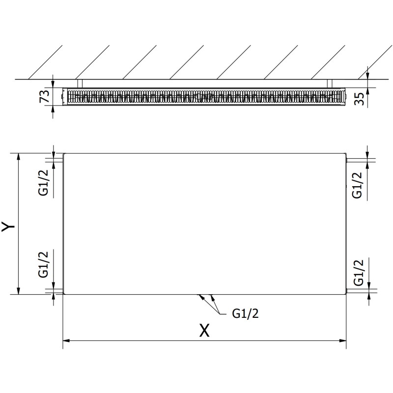Mexen Flat CCF21 paneelradiaator 900 x 600 mm, alumine keskühendus, 954 W, valge - W6C21F-090-060-00