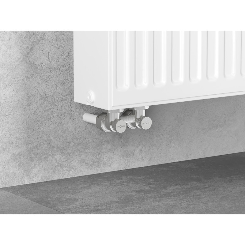 Mexen Uni-Term kahe toruga radiaatoriklapp DN50, nurkne 1/2"x3/4", nikkel - W911-012-01