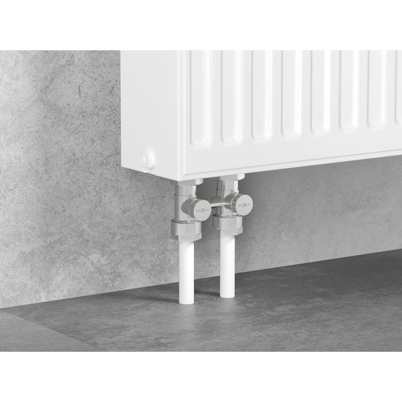 Mexen Uni-Term divu cauruļu DN50 radiatora vārsts, taisns 1/2"x16 mm, niķelis - W912-016-01