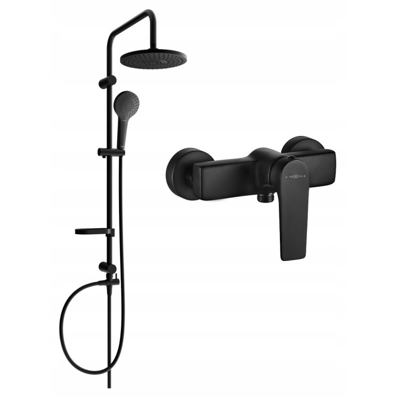 Mexen Erik opbouw douche set met regendouche en Lynx douchekraan, zwart - 745940205-70