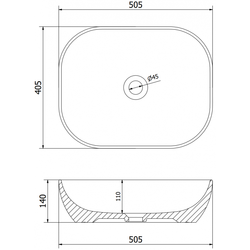 Mexen Rosa Aufsatzwaschbecken 50 x 40 cm, weiß - 21095000
