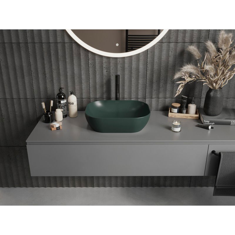 Mexen Rosa lavabo sobre encimera 50 x 40 cm, verde oscuro mate - 21095047