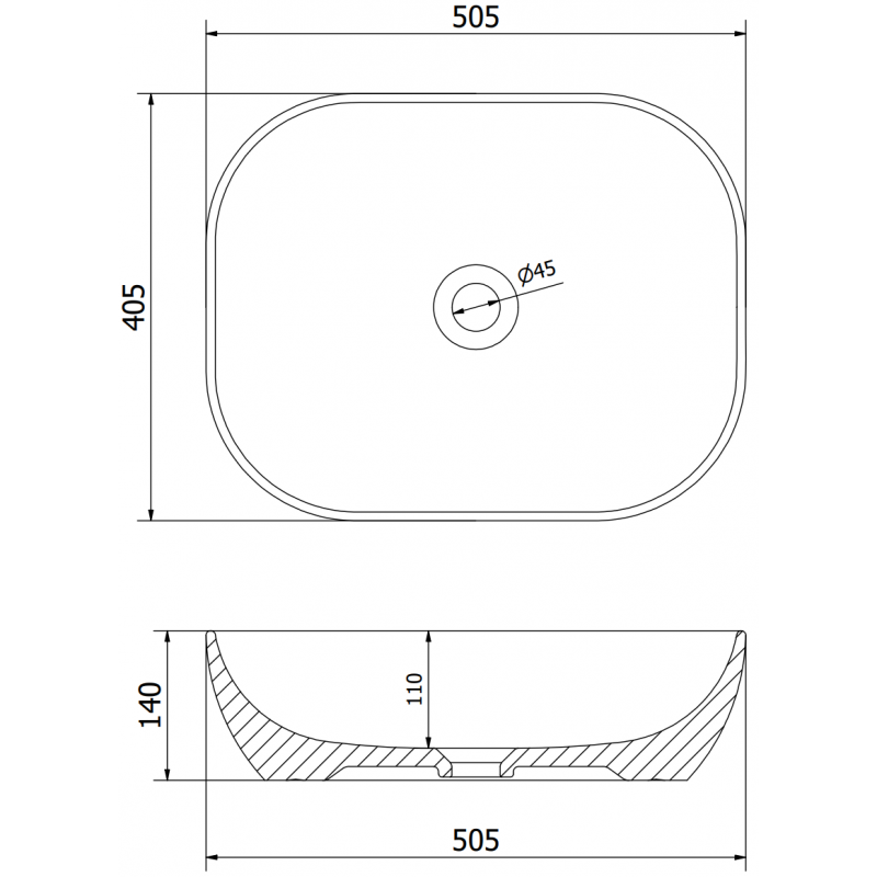 Mexen Rosa De Worktop-Waschbecken 50 x 40 cm hellgréng mat - 21095048