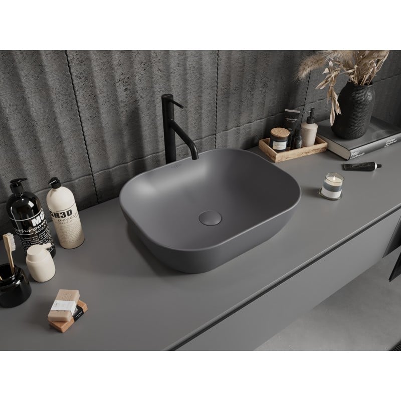 Mexen Rosa countertop washbasin 50 x 40 cm, dark grey matte - 21095071