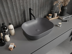 Mexen Rosa lavabo sobre encimera 50 x 40 cm, gris oscuro mate - 21095071