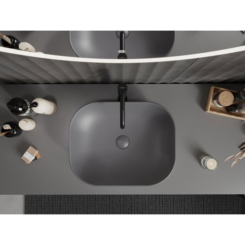Mexen Rosa lavabo sobre encimera 50 x 40 cm, gris oscuro mate - 21095071