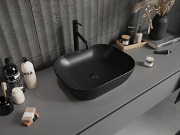 Mexen Rosa lavabo sobre encimera 50 x 40 cm, negro mate - 21095085