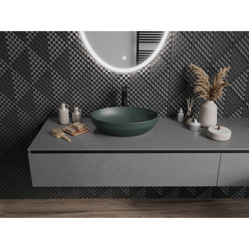 Mexen Cornelia lavabo de sobre encimera 50 x 37 cm, verde oscuro mate - 21885047