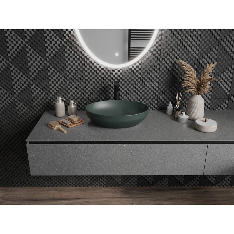Mexen Cornelia lavabo de sobreponer 50 x 37 cm, verde oscuro mate - 21885047