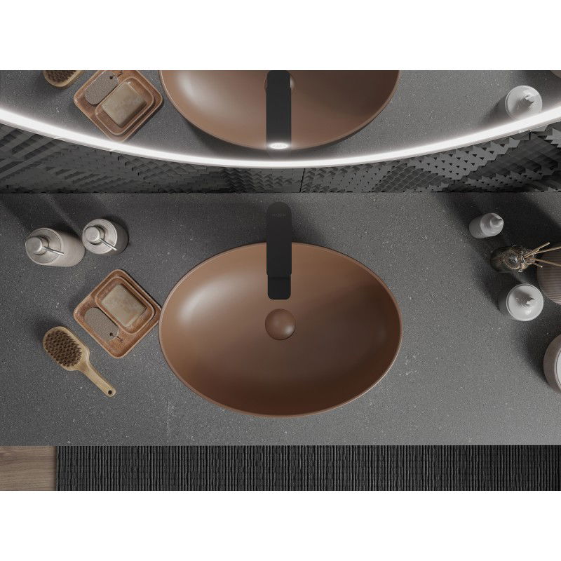 Mexen Cornelia lavabo à poser 50 x 37 cm, brun mat - 21885068