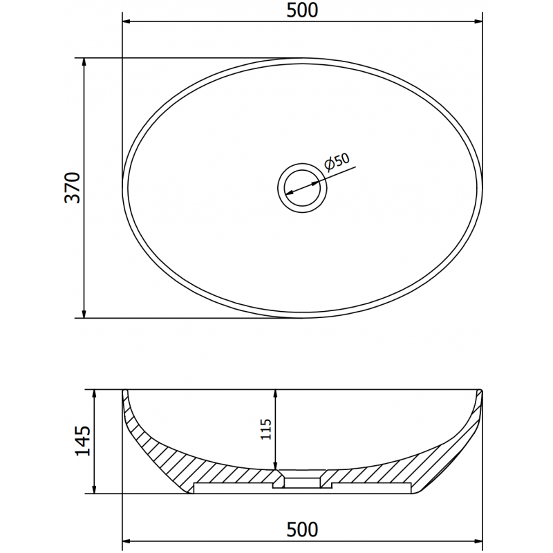 Mexen Cornelia Countertop Washbasin 50 x 37 cm, Matte Brown - 21885068