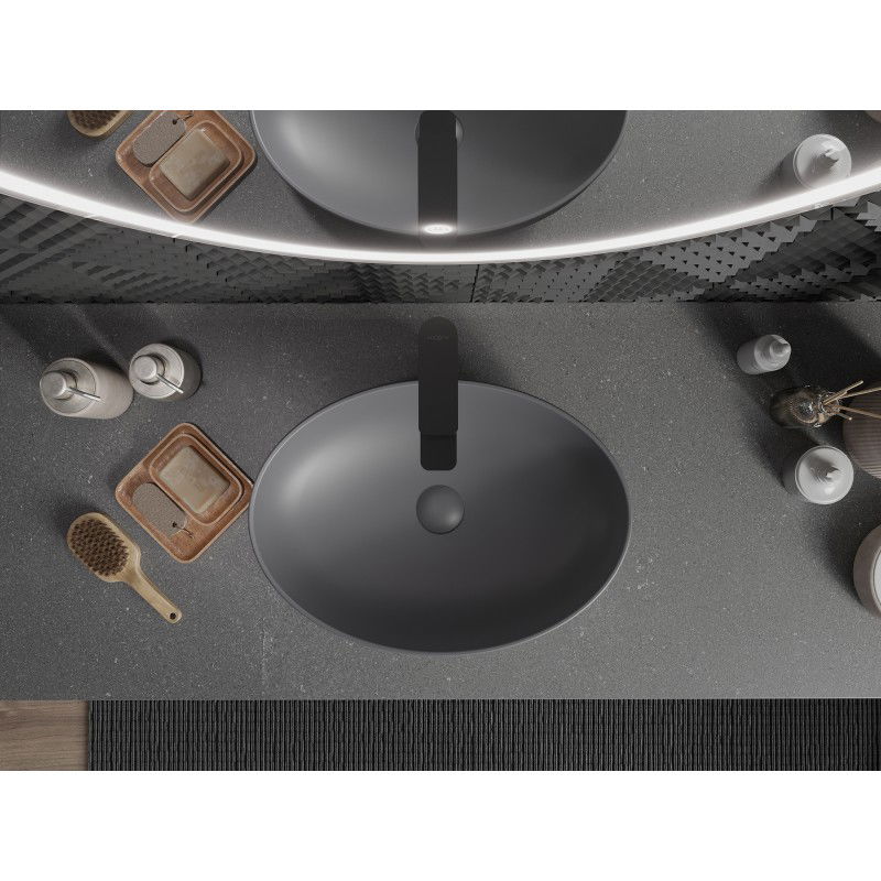 Mexen Cornelia bänkmonterad handfat 50 x 37 cm, mörkgrå matt - 21885071