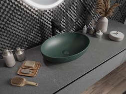 Mexen Cornelia lavabo de sobreponer 50 x 37 cm, verde oscuro mate - 21885047