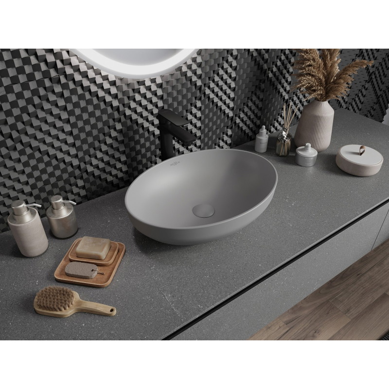 Mexen Cornelia countertop washbasin 50 x 37 cm, light gray matte - 21885061