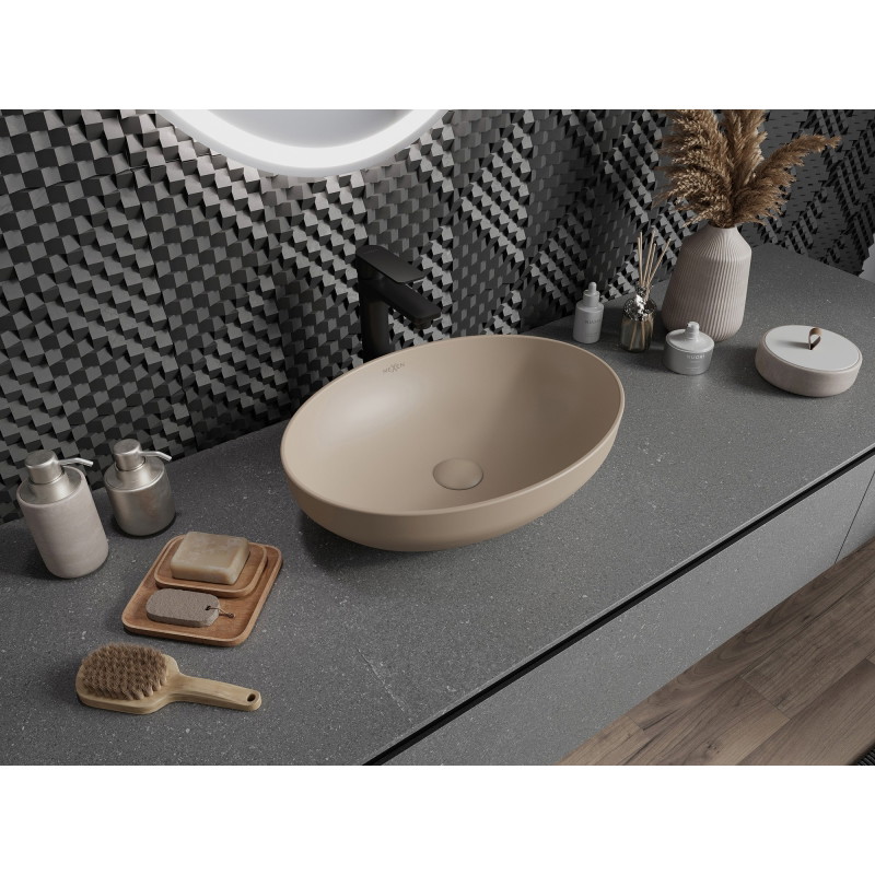 Mexen Cornelia countertop washbasin 50 x 37 cm, matte cappuccino - 21885064