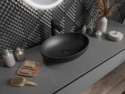 Mexen Cornelia lavabo sobre encimera 50 x 37 cm, negro mate - 21885085