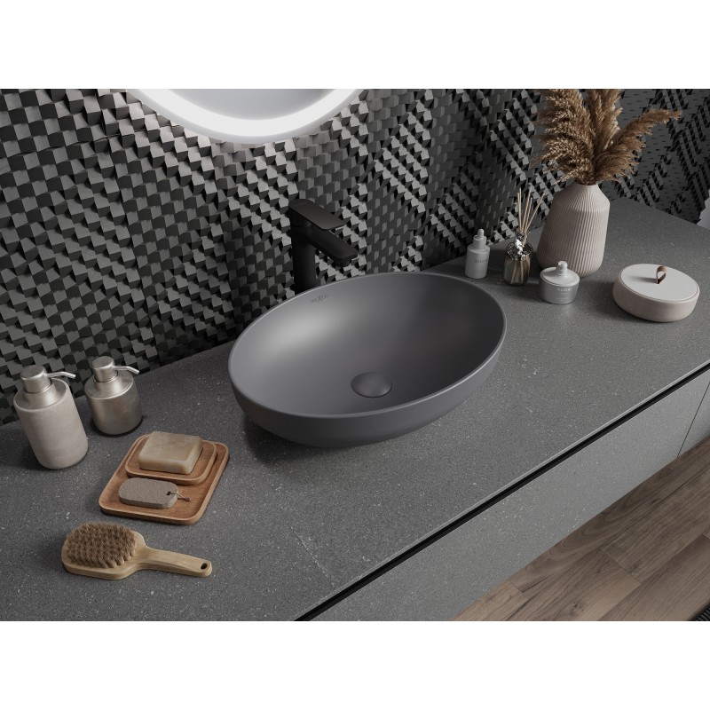 Mexen Cornelia lavabo sur comptoir 50 x 37 cm, gris foncé mat - 21885071