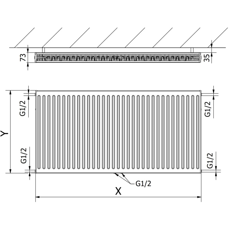 Mexen CC21 grzejnik płytowy 600 x 1100 mm, podłączenie dolne środkowe, 1410 W, antracyt - W6C21-060-110-66