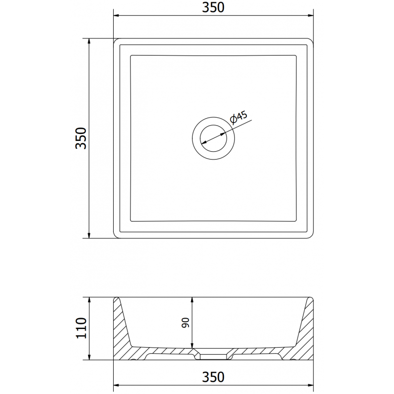 Mexen Goya lavabo sobre encimera 35 x 35 cm, gris claro mate - 22183561