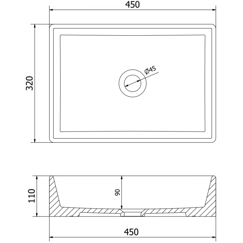 Mexen Goya Aufsatzwaschbecken 45 x 32 cm, hellgrau matt - 22184561