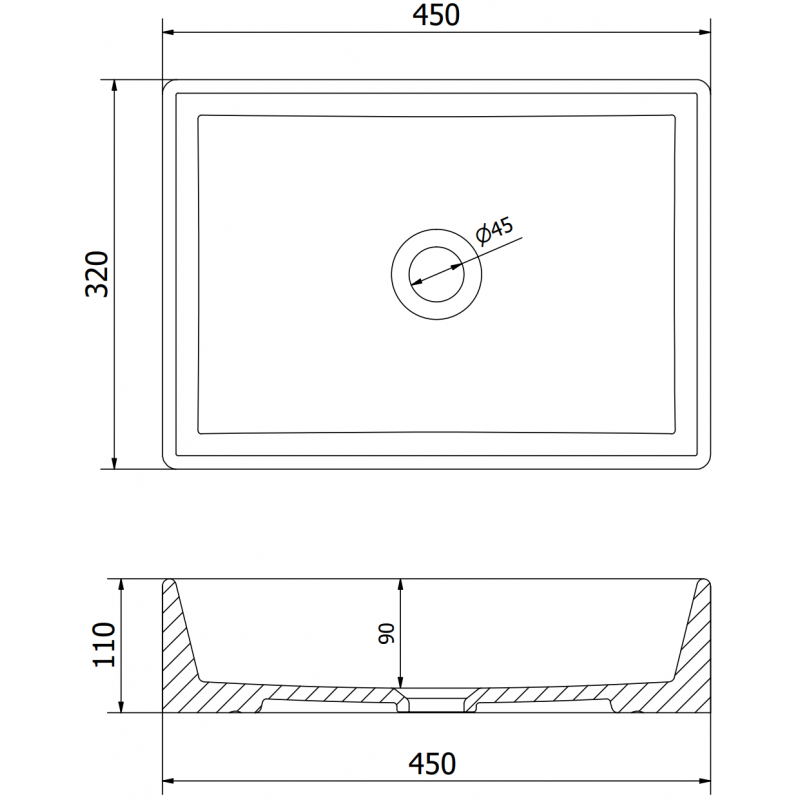 Mexen Goya lavabo à poser 45 x 32 cm, gris clair mat - 22184561