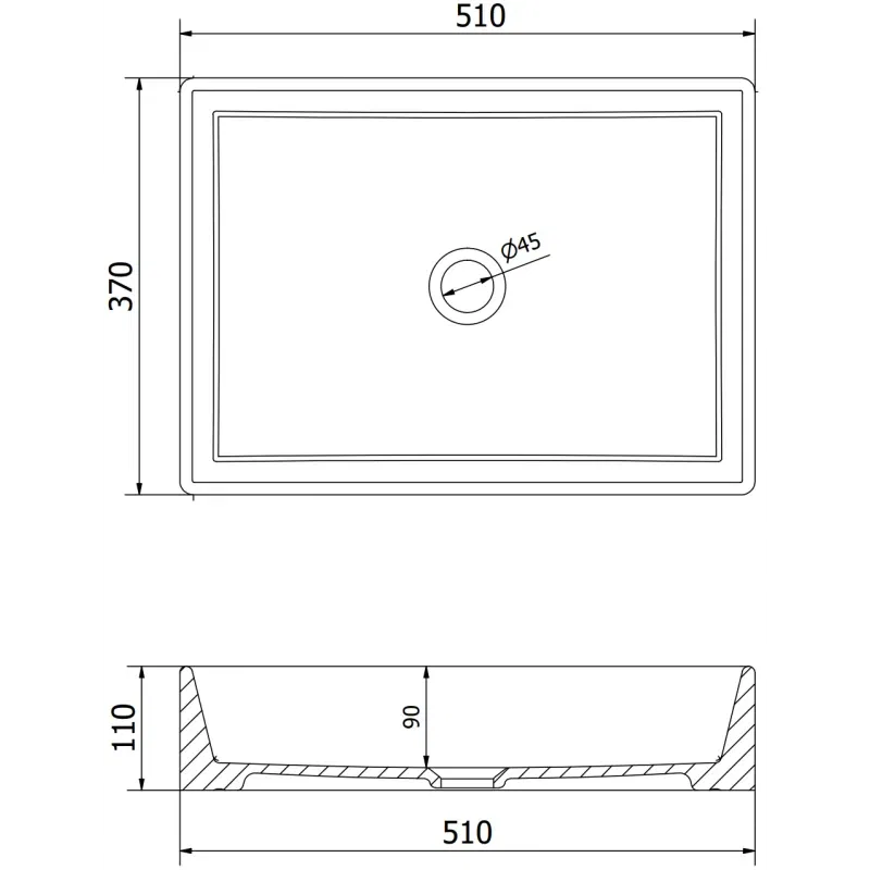 Mexen Goya lavatório de bancada 51 x 37 cm, cinza claro mate - 22185061