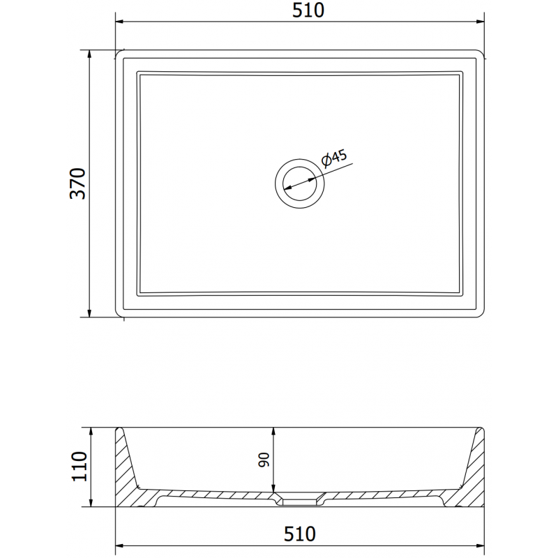 Mexen Goya opbau Waschbecken 51 x 37 cm, schwaarz matt - 22185085