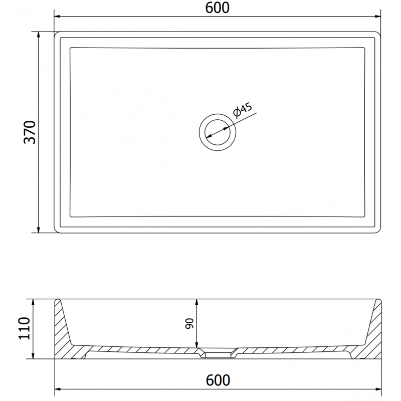 Mexen Goya lavabo à poser 60 x 37 cm, gris clair mat- 22186061