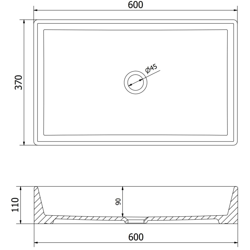 Mexen Goya 60 x 37 cm countertop washbasin, matte black - 22186085