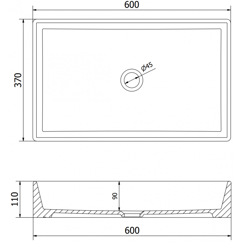Mexen Goya lavabo sobre encimera 60 x 37 cm, blanco - 22186000