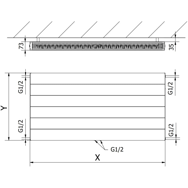 Mexen Line CCL21 plaatradiaator 600 x 1100 mm, alumine keskühendus, 1331 W, valge - W6C21L-060-110-00