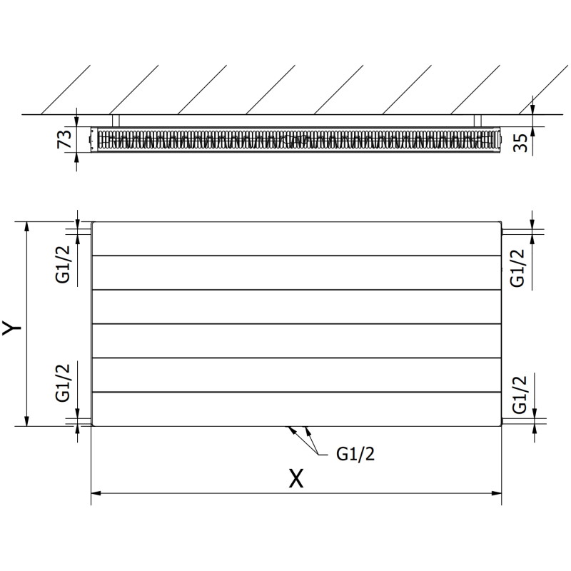 Mexen Line CCL21 plaadradiaator 900 x 1600 mm, alumine keskühendus, 2543 W, valge - W6C21L-090-160-00