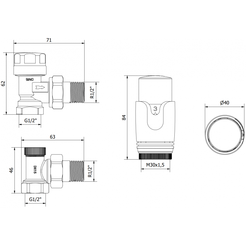 Mexen G00 conjunto termostático angular, cromado - W901-900-01