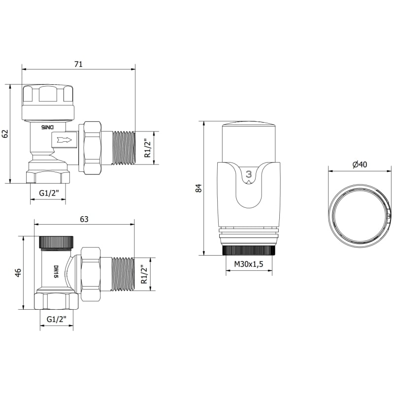 Mexen G00 termostaatne komplekt, valge - W901-900-20