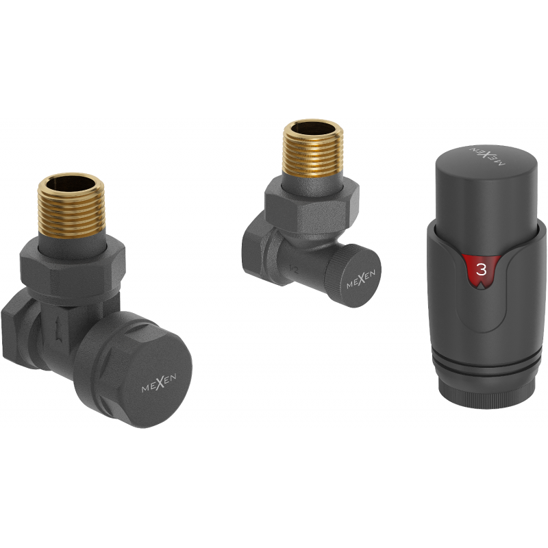 Mexen G00 Thermostat-Set, abgewinkelt, anthrazit - W901-900-66