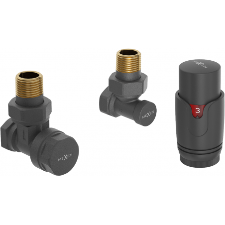 Mexen G00 Thermostat-Set, abgewinkelt, anthrazit - W901-900-66