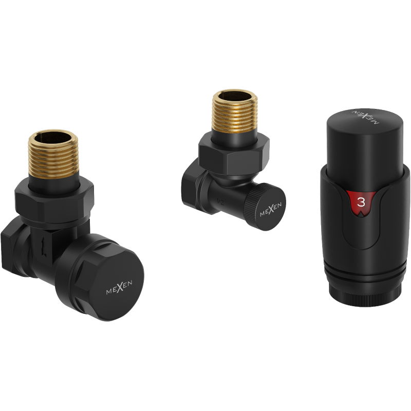 Mexen G00 Kulmamallinen termostaattisarja, musta - W901-900-70