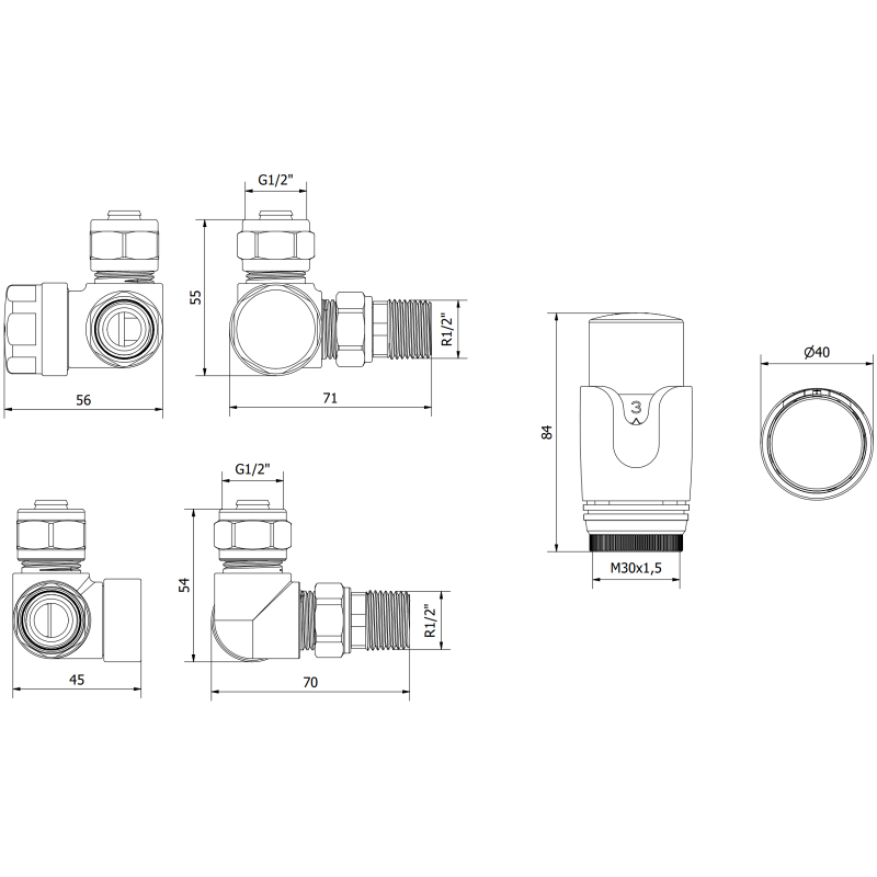 Mexen G00 axial thermostatic set, chrome - W903-900-01