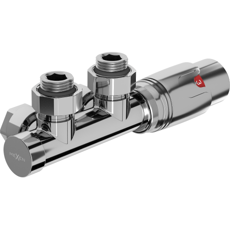 Mexen G00 Angular Thermostatic Set, Duplex, DN50, Chrome - W907-900-01