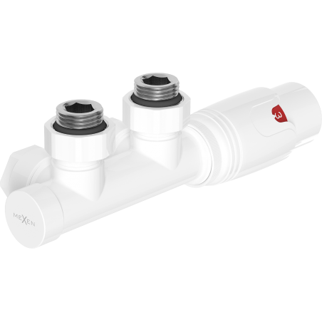 Mexen G00 kutni termostatski set, Duplex, DN50, bijeli - W907-900-20