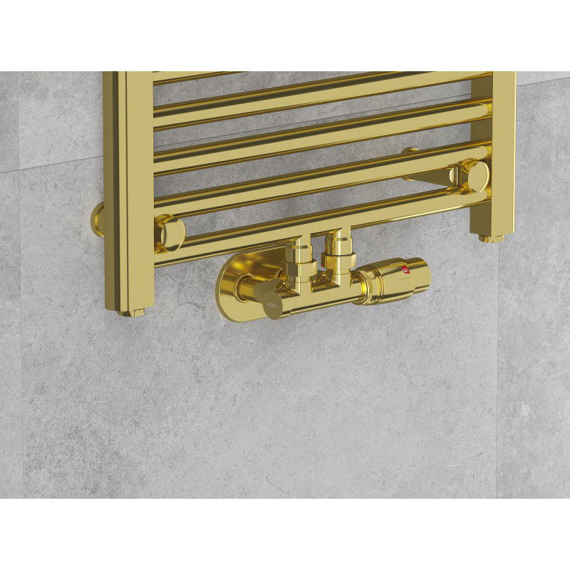 Mexen G00 thermostatisches Winkelset, Duplex, DN50, gold - W907-900-50