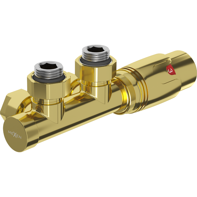 Mexen G00 conjunto de termóstato angular, Duplex, DN50, dourado - W907-900-50