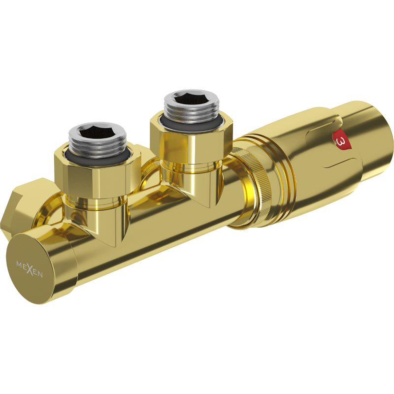 Mexen G00 Thermostat-Set, Winkel, Duplex, DN50, Gold - W907-900-50