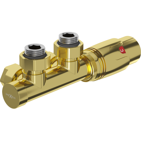 Mexen G00 ensemble thermostatique coudé, Duplex, DN50, doré - W907-900-50